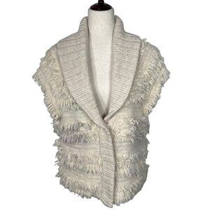 BY ANTHROPOLOGIE Shaggy Sweater Vest Cream Sz XS/S EUC